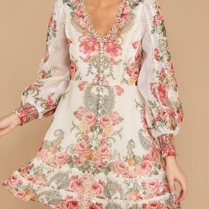 Red dress aura floral dress large NWT